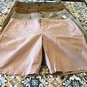 5 Gap Cotton Shorts size 16 green khaki blush gold